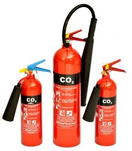 CO2 fire extinguisher for electrical fire risks