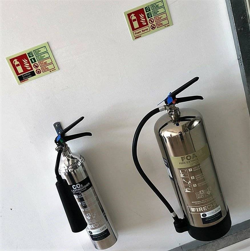 Chrome fire extinguishers supplied and installed in Leeds
