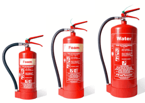 Foam and water fire extinguishers for business premises